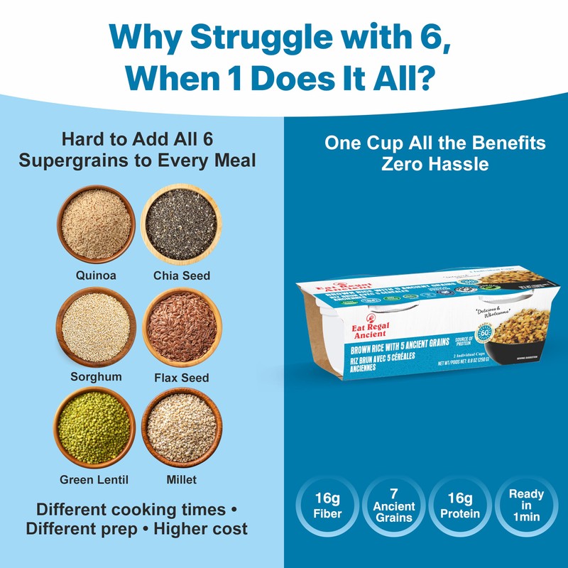 Eat Regal Brown Rice with 5 Ancient Grains Cups, Always