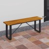 Acacia Wood Outdoor Bench 2 Person Metal Frame Backless Garden