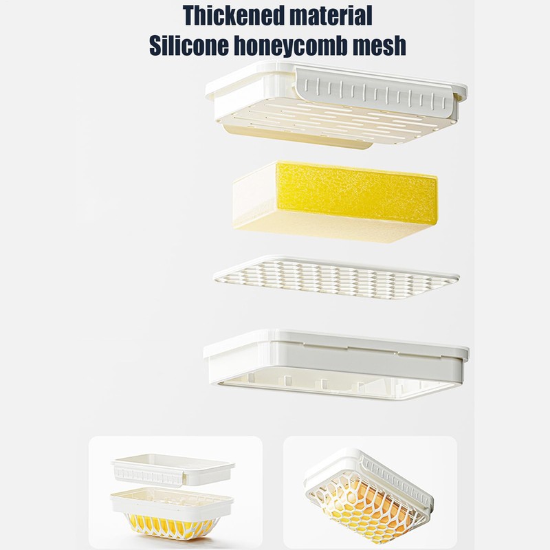 Soap Case,Double-Layer Soap Saver | Mesh Structure, No Drilling, Space-Saving
