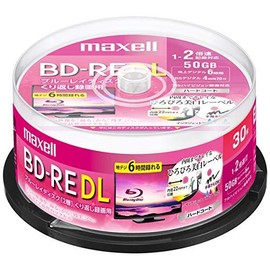 Maxell BD-RE DL for Recording, 2 Layers, For Repeated Recording, Terrestrial Digital 360 Minutes, BS Digital, 260 Minutes, 2x Speed, IJP Compatible, White, 30 Sheets, Spindle Case, BEV50WPE.30SP