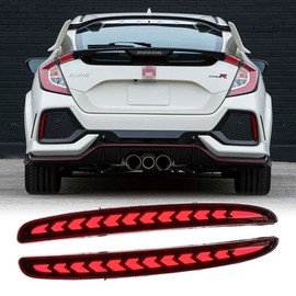 Dreamseek LED Reflector Rear Bumper Tail Light for Honda Civic Hatchback Type R 2017 2018 2019 2020 2021 Driving Brake Taillight w/Dynamic Sequential Turn Signal Lamp (Red Lens)
