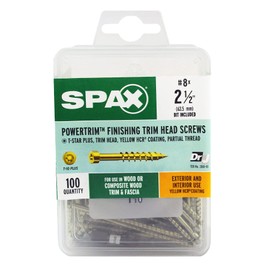 SPAX #8 x 2-1/2" Exterior/Interior Trim Head Wood Composite Screws Powertrim Torx T-Star Plus (100 EA) Bit Included Rust Resistant