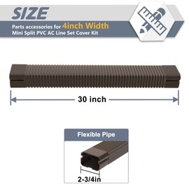 Flamorrow 3" W Flexible Pipe, Mini Split Line Set Cover Flexible Duct, Line Set Cover Parts Accessories for Ductless Mini Split Air Conditioner, Central AC and Heat Pump System, Brwon