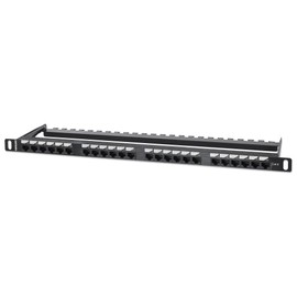 Intellinet 24 Port Cat6 Network Patch Panel – 0.5U Rack Height, 19 inch Rackmount, 180 Degree Entry Punch-Down Blocks -Installer Grade 50 Micro-inch Gold Plated Contacts -Lifetime Mfg Warranty-721073