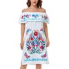 YZXDORWJ Women Mexican Embroidered Dress Ruffle Collar Sleeveless (XXXL, 623W)