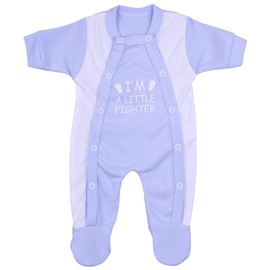 BabyPrem Premature Baby Little Fighter Sleepsuit 3.5-5.5lb Blue 38-44cm