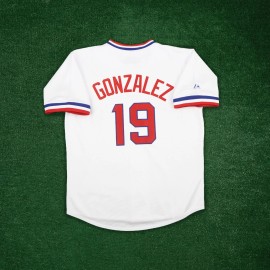 Majestic Juan Gonzalez 1972 Texas Rangers Cooperstown Men's Home White Throwback Jersey - M