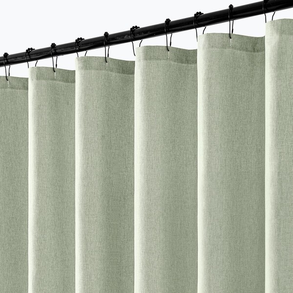Sage Green Linen Textured Fabric Shower Curtain Set - 36"x72"