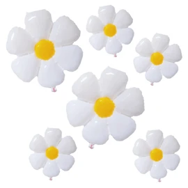 Motto Collection Balloons White Daisy Flower Big Large Size Birthday Party Wedding Event Festival Graduation Decoration (6PC Daisy)