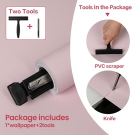 practicalWs Pink Wallpaper Peel and Stick with Tools, Light Pink Contact Paper Film Stick Paper 17.7'' x 118.1'' Self-Adhesive, Thickened Matte Solid Color Girly Wall Paper for Shelves Cabinets