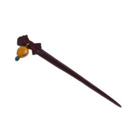 Unique Handcarved Wenge Wood Hair Stick with Glass Bead