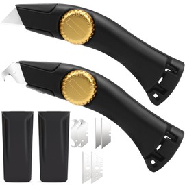 Lizenoz 2PCS Black Fixed Blade Roofing Knife, Heavy Duty Utility Knife for Drywall, Vinyl, Carpet Cutting, Metal Roofing Tools with Portable Storage Sheath, Replacement Blades, Navajas para Roofing