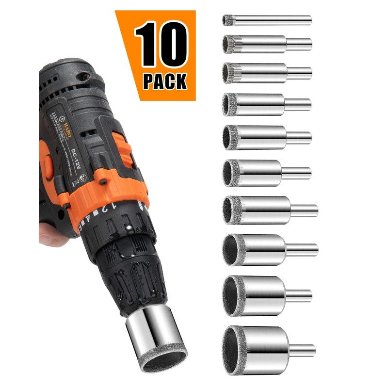 Diamond Drill Bits Set, 10 PCS Diamond Hole Saw Set,