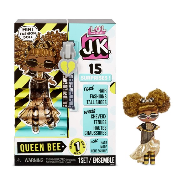 L.O.L. Surprise! JK Mini Fashion Doll Queen Bee with 15 Surprises Including Dress Up Doll Outfits, Exclusive Doll Accessories - Girls Gifts and Mix Match Toys for Kids 4-15 Years