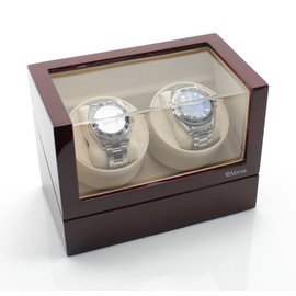 Versa Elite Double Watch Winder in Cherrywood - Up to 12 Setting Combinations - Independent Settings for Each Winder - No Magnetization Japanese Mabuchi Motor - Plenty of Space for Large Watches