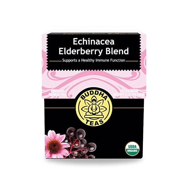 Buddha Teas Organic Echinacea Elderberry Blend - OU Kosher, USDA
