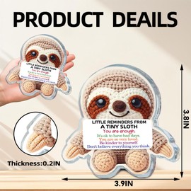 Positive Sloth Desk Decor, Inspirational Crochet Sloth Acrylic Sign for Decorations, Emotional Support Uplifting Plaque for Birthday Friendship, Little Reminders Sloth for Women