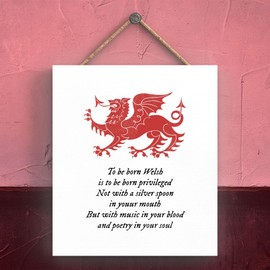 Global Designs To Be Born Welsh Dragon Sign Decorative Hanging Wooden Plaque