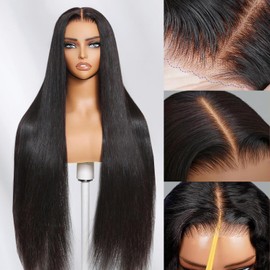 EARLR 7x5 HD Lace Wear and Go Glueless Wig Human Hair Pre-Plucked, Pre-Cut Lace Glueless Wigs, No Glue Lace Front Closure Wig Straight, 180% Density, 36inch