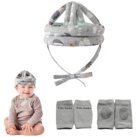 Casco de Seguridad para Bebés y Niños Pequeños, Pprotector de Cabeza para Niños, Cinturón de Protección Ajustable para la Cabeza para Aprender a Caminar, Gatear, Incluye 1 Rodillera Antideslizante
