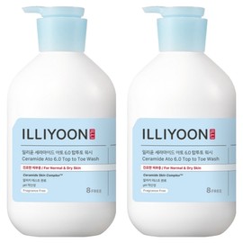 Illiyoon Ceramide Ato 6.0 Top to Toe Body Wash Unscented, 1L, 2 Pieces / 일리윤 세라마이드 아토 6.0 탑투토 바디워시 무향, 1L, 2개