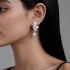 Pearl Earrings for Women, 14K Silver Plated Pearl CZ Dangle