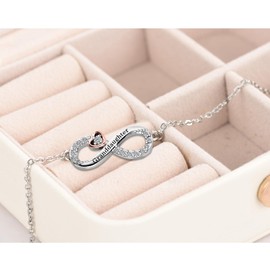 KunBead Granddaughter Infinity Rose Gold Heart Stainless Steel Birthday Bracelets for Women