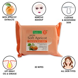 Beauty Formulas Gentle Soft Apricot Cleansing Facial Wipes 30'S