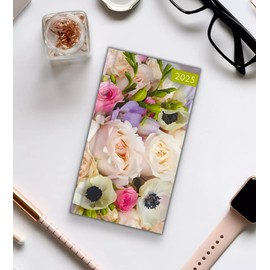 2025 Week To View Slim Floral Photographic Designer Diary (Purple)