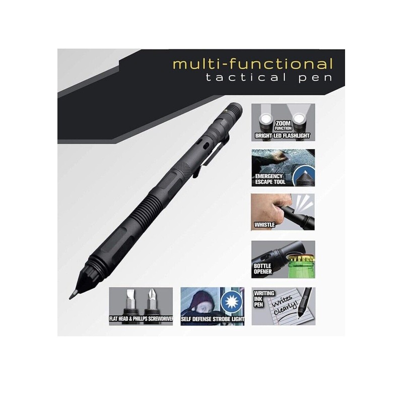 Bell + Howell Multifunction Tac Pen Flashlight 9 in 1
