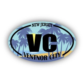 VC Ventnor City New Jersey | Beach Landmark Stickers | Ocean, Sea, Lake, Sand, Surfing, Paddleboarding | Perfect for Cars, Windows, laptops, flasks, Water Bottles, Luggage