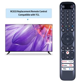 TCNOUMT RC833 Replacement Remote Control Suitible for TCL mini LCD LED TV RC833 GUB2 65C845 55 75 65C745, No Voice Function