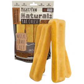 Mighty Paw Yak Cheese Dog Chews – All-Natural Long Lasting Hard Chew for Aggressive Chewers – High Protein, Odor-Free Dog Treat – 3 Ingredient Natural Yak Chews for Large Dogs – (4 Pack)