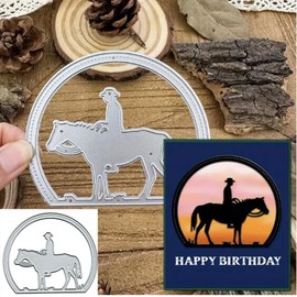 West Farm Horse Half Circle Metal Die Cuts,Merry Christmas Cowboy Horse Cutting Dies Cut Stencils for DIY Scrapbooking Album Decorative Embossing Paper Dies for Card Making