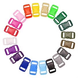 Plastic Curved Buckle, Penta Angel 20 Colors 60Pcs 3/8inch Small Contoured Side Quick Release Buckle for DIY Bracelets Collar Strap(3/8")