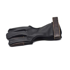 Windfulogo Leather Archery Hand Glove Finger Tab Hand Guard Protector Long Bow for Right Hand 3 Fingers Brown S