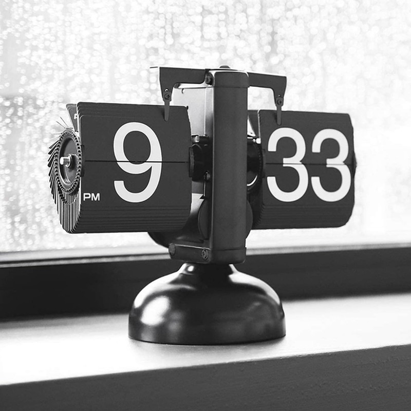 Rolling Alarm Clock Auto Flip Digital Clock Home Decors Retro