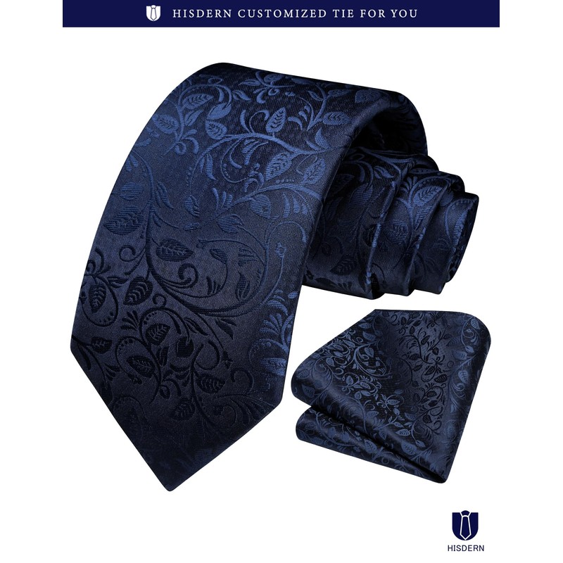 Hisdern TP-01S Men’s Paisley Pattern Necktie and Square Set, Business,