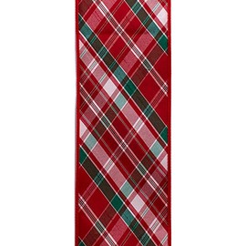 Kurt S. Adler Kurt Adler 4-Inch x 10 Yard Red & Green Holiday Plaid Double Wire Ribbon