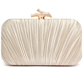 Nexellent Purses for Women Evening Bag Handbags Formal Pleated Clutch Bag with Chain for Prom Wedding Party Black-tie affairs (Champagne)