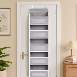 5-Shelf Over Door Hanging Storage Organizer with Large Capacity Pockets, Foldable Behind-the-Door Storage Rack, Space-Saving Fabric Door Organizer for Bedroom, Nursery, Bathroom, Closet, Toys, Sundries and Daily Essentials