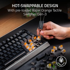 Razer BlackWidow V4 75% Mechanical Gaming Keyboard: Hot-Swappable Design - Compact & Durable - Orange Tactile Switches - Chroma RGB - MF Roller & Media Keys - Comfortable Wrist Rest - Black (Renewed)