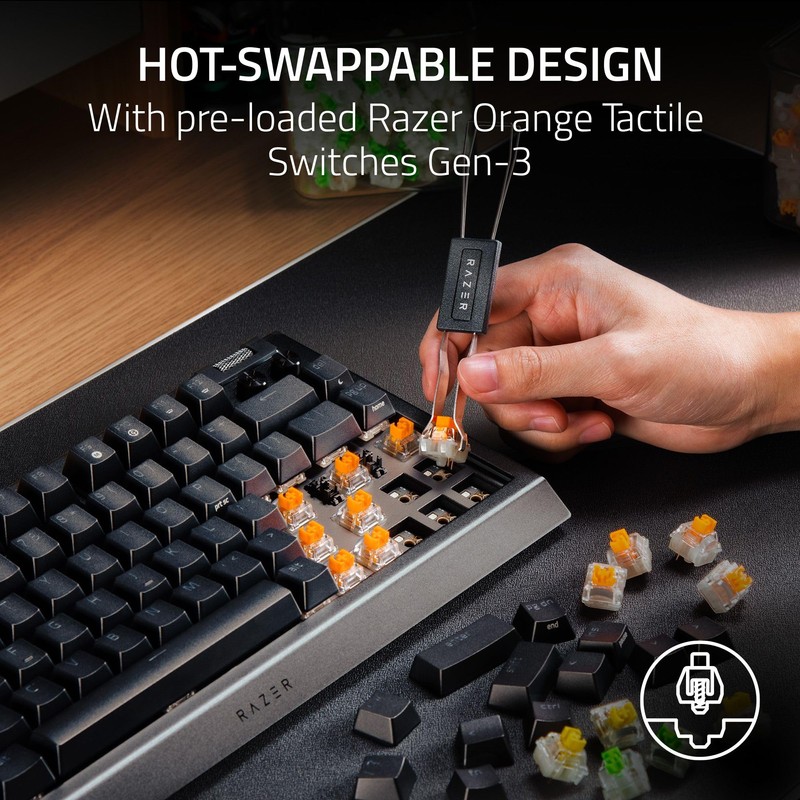 Razer BlackWidow V4 75% Mechanical Gaming Keyboard: Hot-Swappable Design -