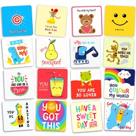 Lunch Box Notes for Kids, Inspirational and Motivational 60 Pieces Cards Lunch Notes for Girls, Boys, Child & Teens School Lunchbox, 3.5'' x 3.5'', Bring Jokes and Funny Puns
