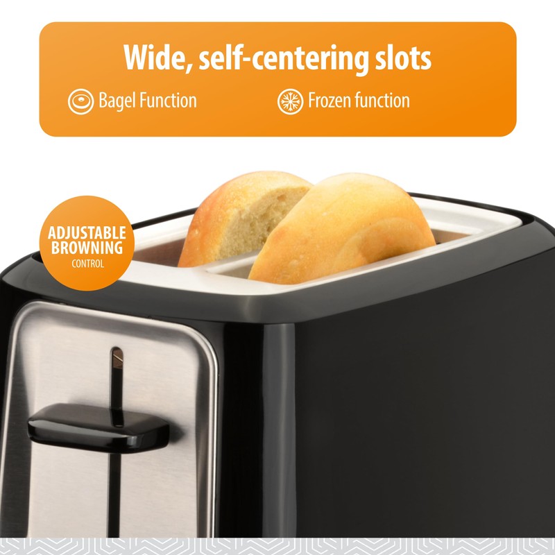 Toastmaster 2-Slice Cool Touch Toaster, black with stainless accent