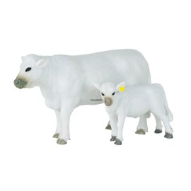 Big Country Toys Charolais Cow & Calf - 1:20 Scale - Hand Painted - Farm Toys - Farm Animals