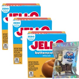 Instant Pie Filling Mix & Pudding 1 oz Box (Pack of 3) with Candy Freezer Freeze Dried Ice Cream Bites (Zero Sugar Butterscotch) - Candy
