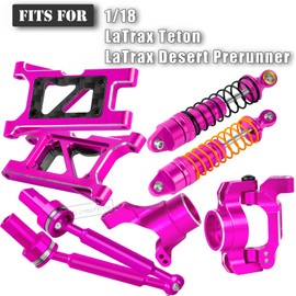 RcarmubWow RC Aluminium Driveshafts & Shocks Absorber & Suspension Arms & Caster Blocks C-Hubs Steering Block Stub Axle Carriers Upgrades Part for 1/18 LaTrax Teton,LaTrax Desert Prerunner,Pink