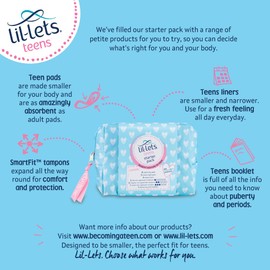 Lil-Lets Teens Starter Pack, containing Teen Pads, Panty Liners & Lil-Lets Non Applicator Tampons