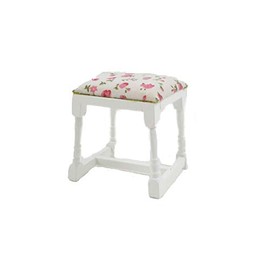 Melody Jane Dolls Houses Dollhouse White Dressing Table Stool Floral Pattern Seat Miniature Bedroom Furniture